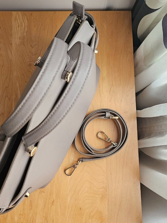 Furla structured grey taupe Satchel with removable strap - Picture 8 of 14